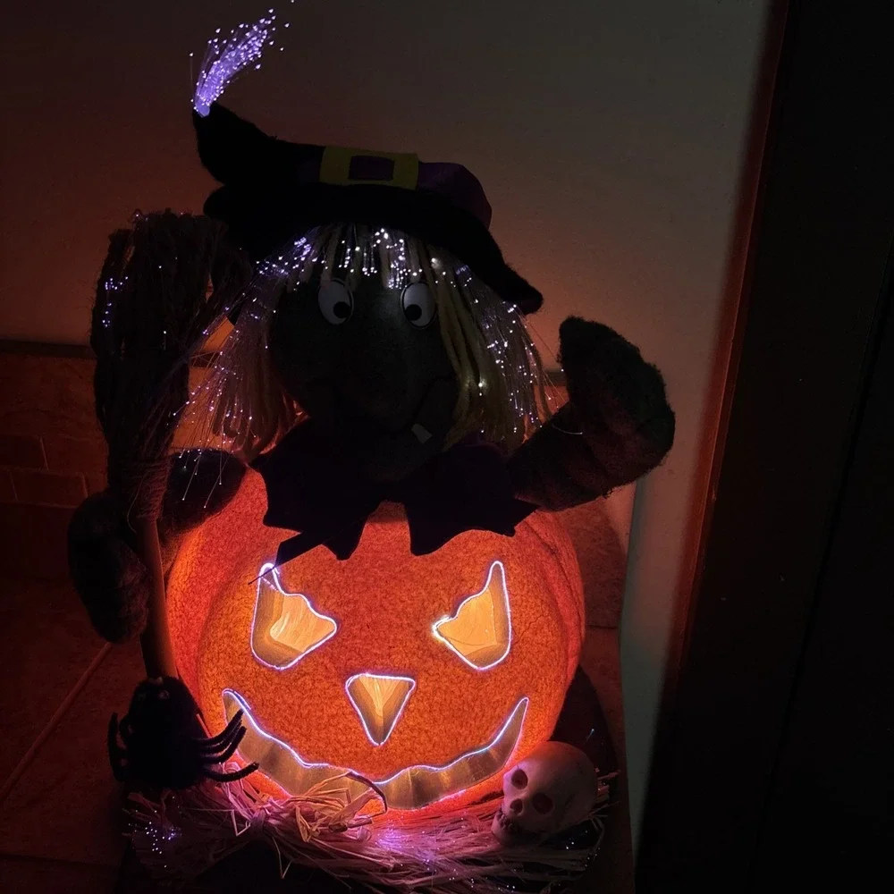 Fiber Optic Halloween Witch Pumpkin Decor - Trendmasters Colors of Fall Works